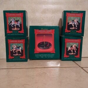 NEW! Hallmark Ornament 1989 - Carousel Horses - 5 Piece Set  VTG LOT COMPLETE!